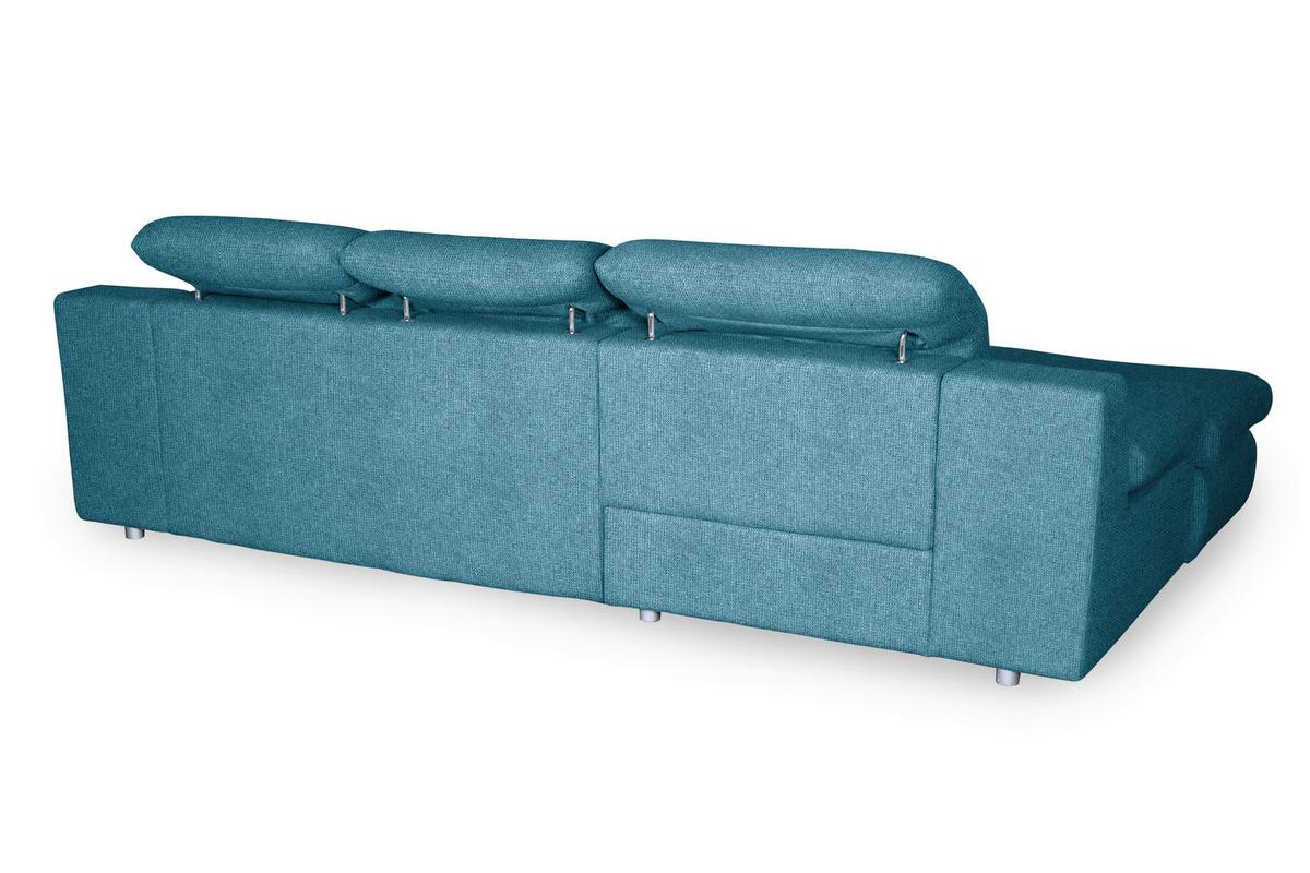Ecksofa Isona Blau Chenille - Chromfarben/Blau, Design, Textil (165/286cm) - Livetastic