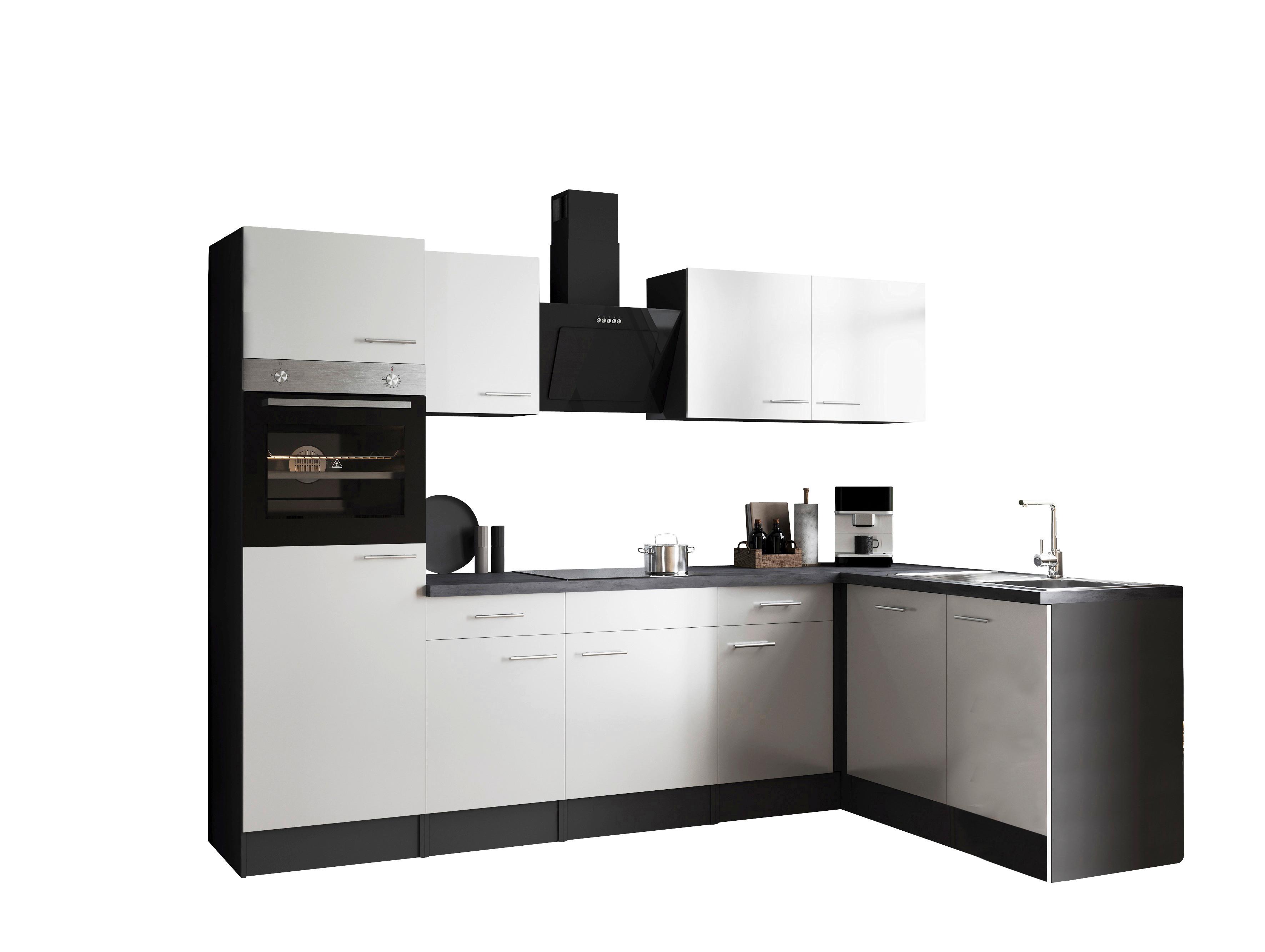 Eckküche Oliver Grau, Weiß S: 280.172cm - Weiß/Grau, Design, Holzwerkstoff (280/172cm) - Respekta