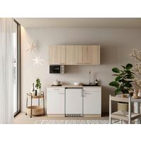 MINIKÜCHE Ingrid, Weiß B: 150 cm - Eichefarben/Weiß, Design, Holzwerkstoff (150cm) - Respekta
