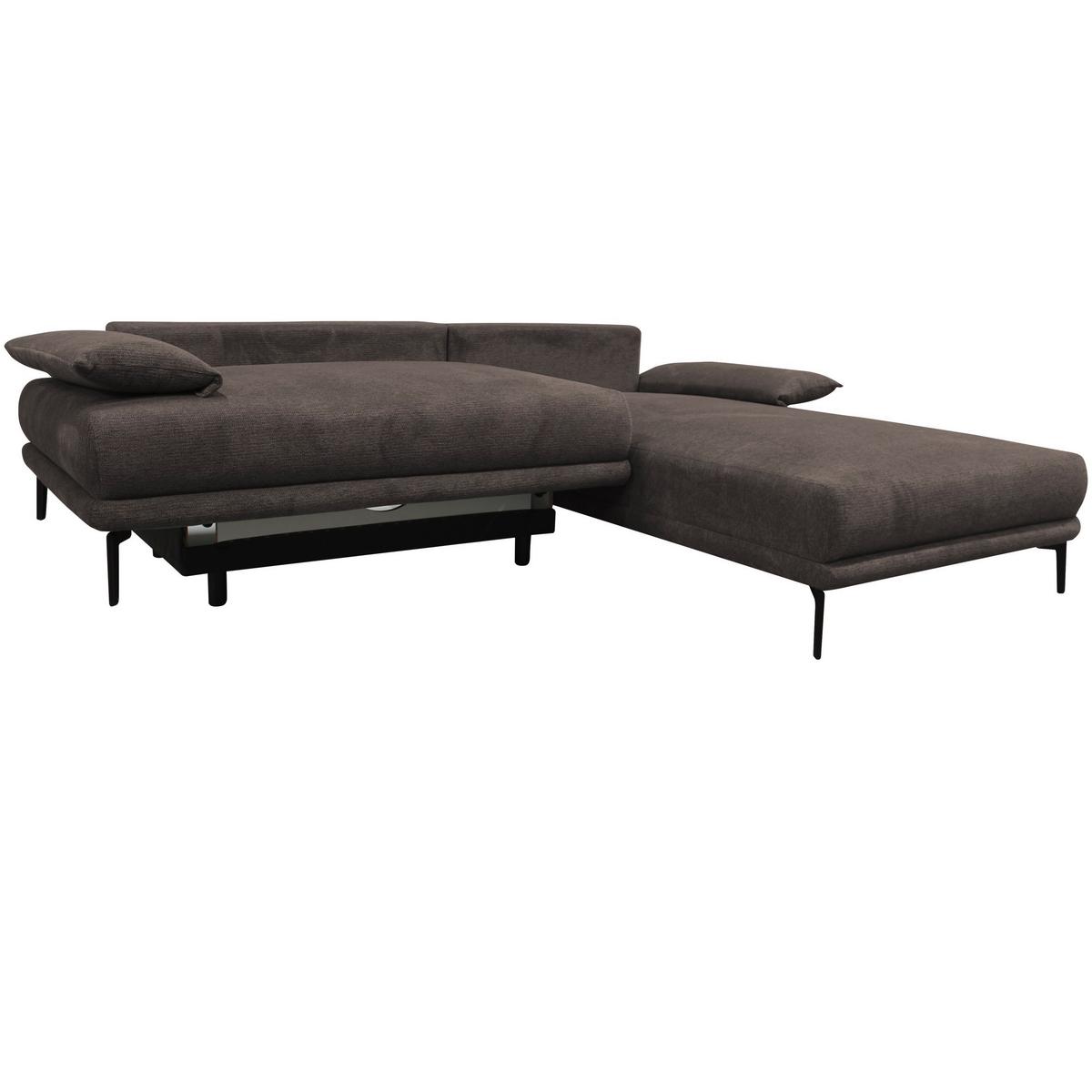 Ecksofa mit Bettkasten Lagacy 260x192 cm Webstoff Graubraun - Graubraun/Schwarz, Design, Textil (260/192cm) - MID.YOU