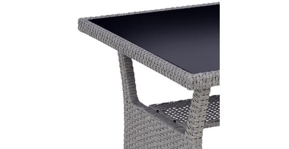 Loungegarnitur 6-Tlg Athena in Rattan-Optik mit Kissen - Schwarz/Grau, MODERN, Glas/Kunststoff - Beldano