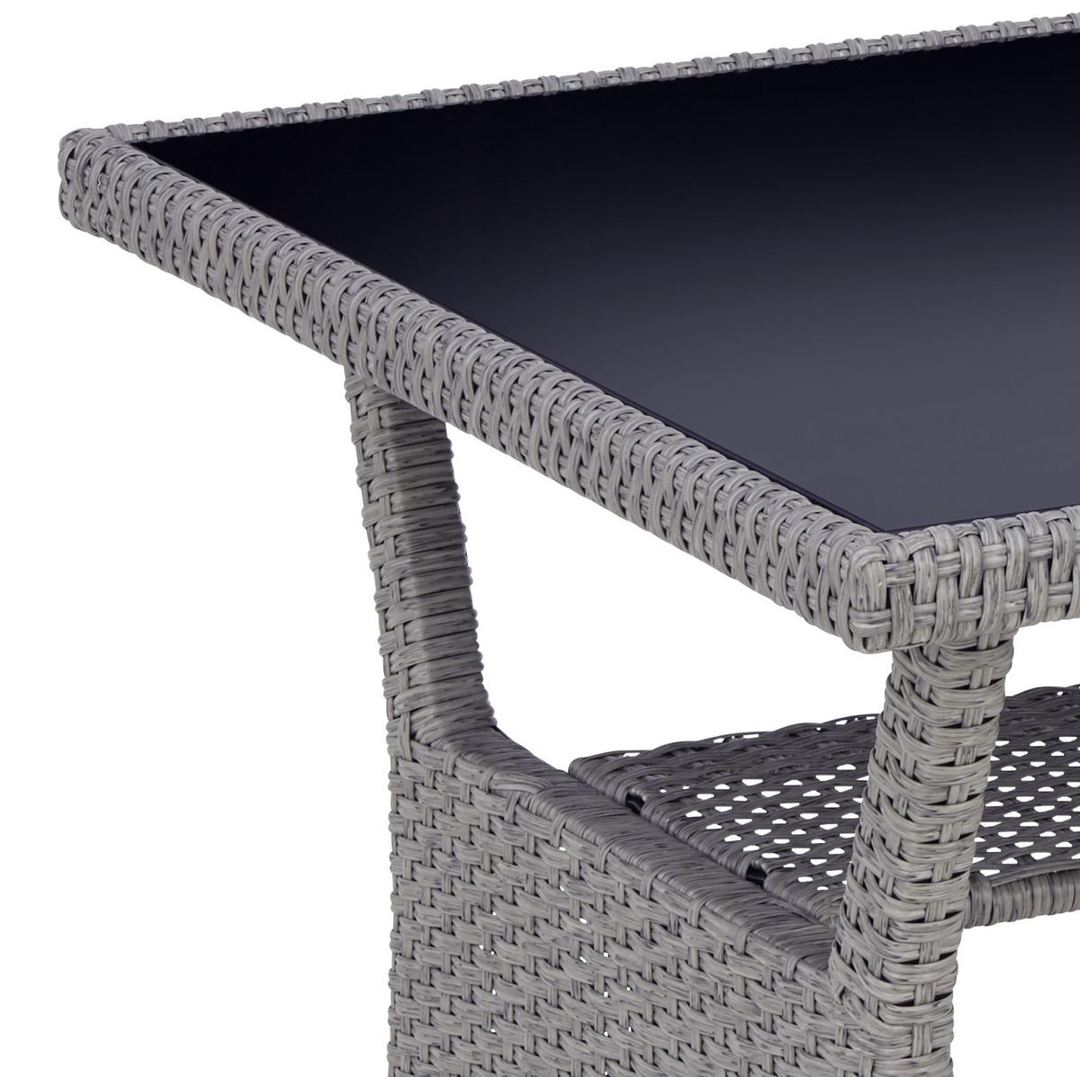 Loungegarnitur 6-tlg Athena In Rattan-Optik Mit Kissen - Schwarz/Grau, MODERN, Glas/Kunststoff - Beldano