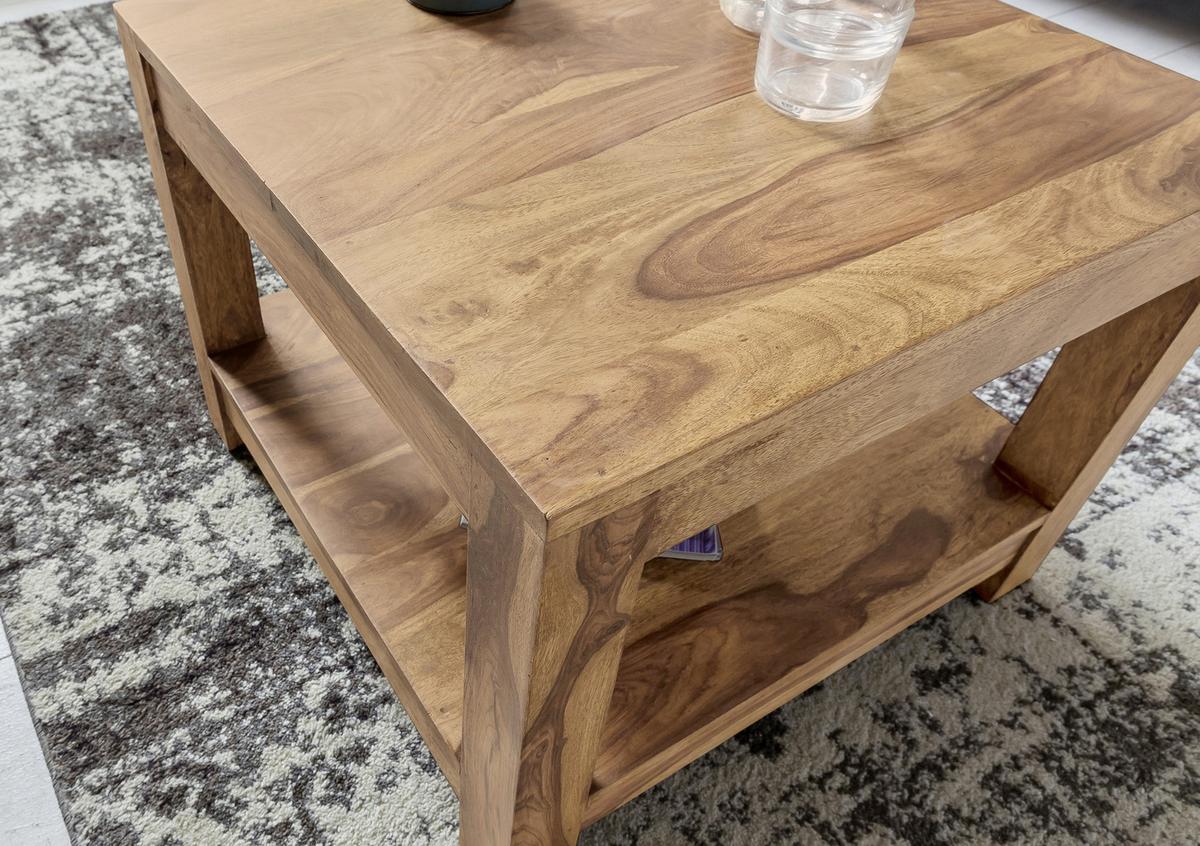 Couchtisch Holz Massiv inkl. Ablageplatte Mumbai, Akazie - Akaziefarben, Design, Holz (60/60/40cm) - MID.YOU