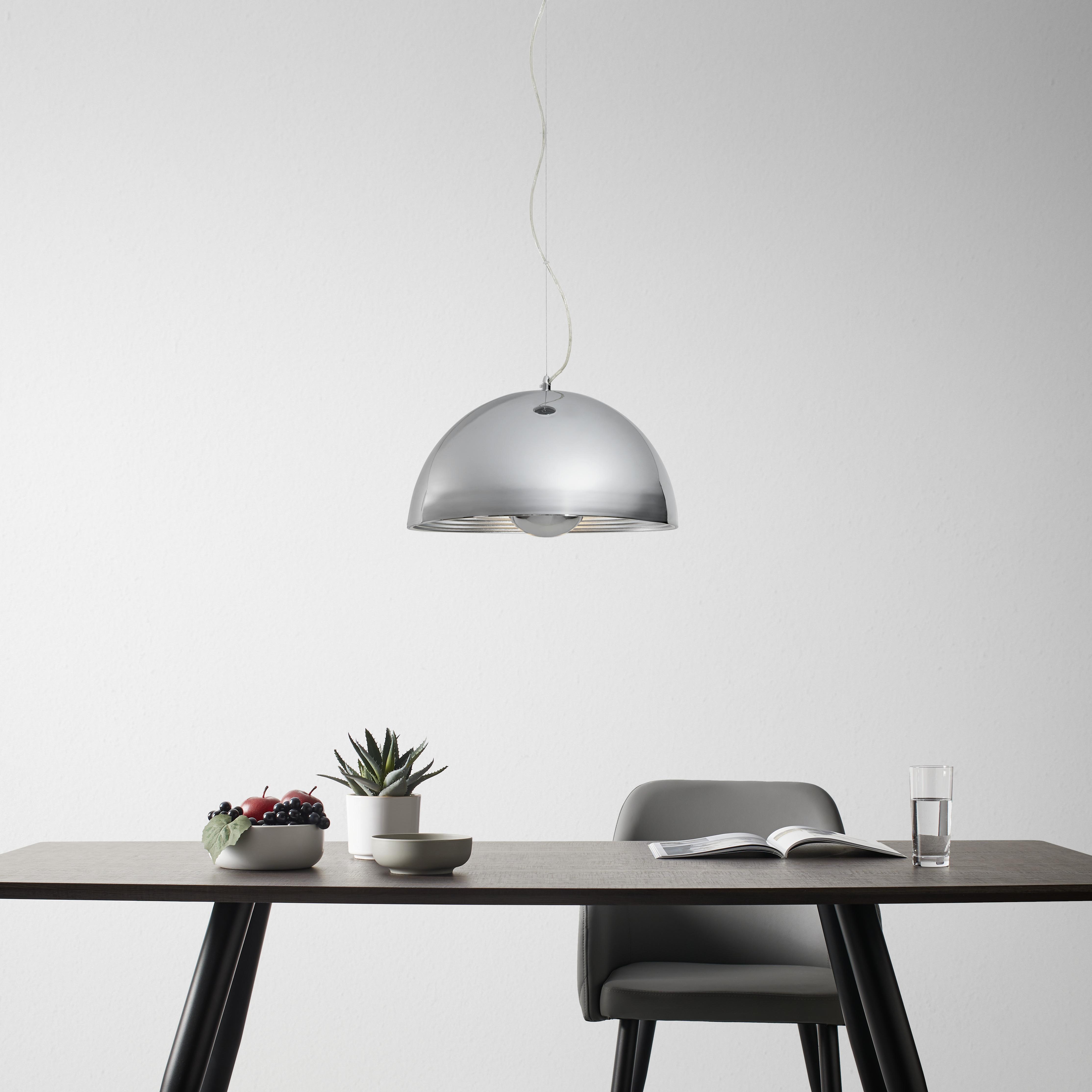 Závesná lampa ISA - chrómová/strieborná, Modern, kov (40/40/130cm) - Bessagi Home