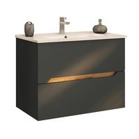 Waschtischkombi Capri Graphitfarben B: 85 cm - Graphitfarben/Weiß, MODERN, Keramik/Holzwerkstoff (85/63/45cm) - Stylife