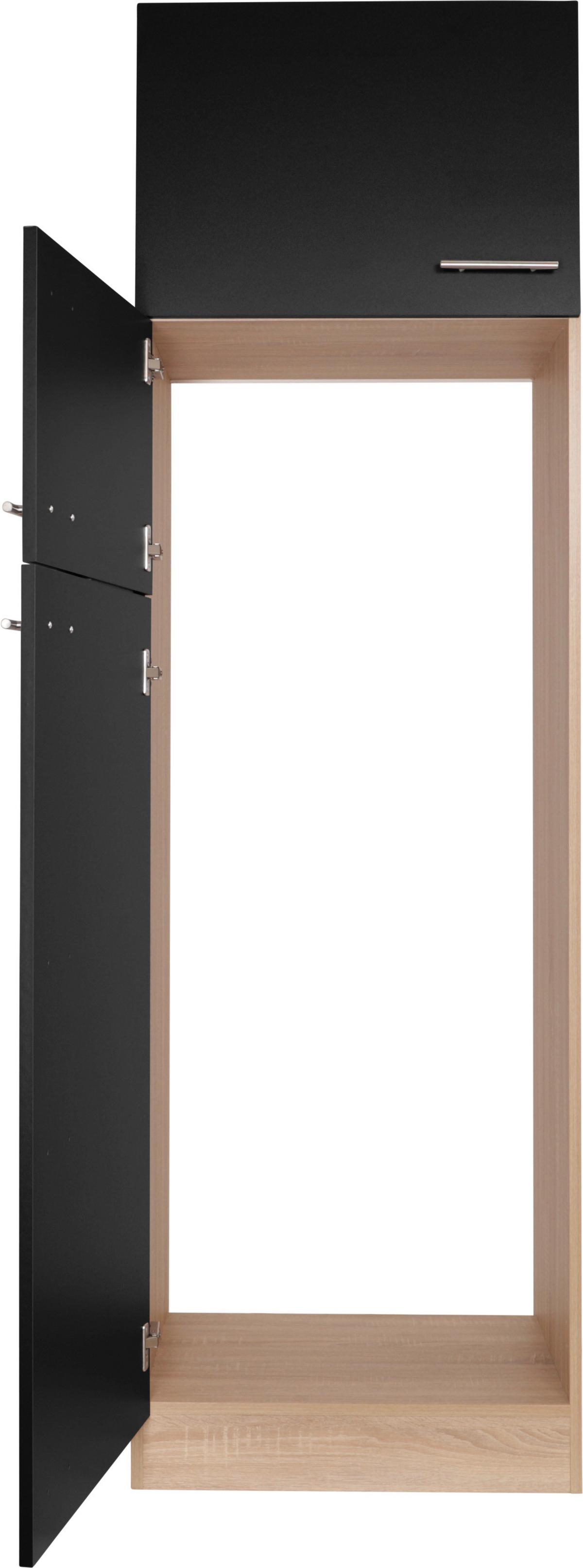 Geräteumbauschrank Merle Schwarz, Eiche Dekor B: 60 cm - Eichefarben/Schwarz, Basics, Holzwerkstoff (60/200/60cm) - Respekta