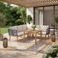 JEDÁLENSKÁ TERASOVÁ SÚPRAVA JULINA - farba akácie/krémová, Modern, kov/drevo (205/76/72cm) - Bessagi Garden