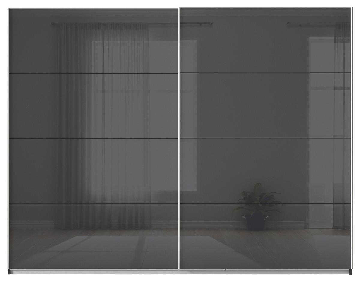 Tolóajtós Szekrény Feldkirch 271/210cm - magasfényű antracit/antracit, Modern, faalapú anyag/Üveg (271/210/62cm)