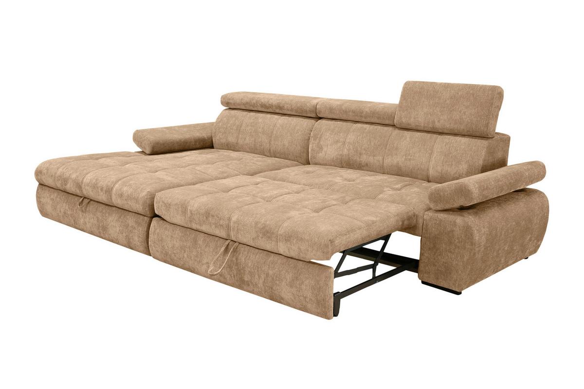 Rohová sedačka VEGAS, ľavá, béžovohnedá ženilka - béžovohnedá/čierna, Design, drevo/textil (173/294cm)