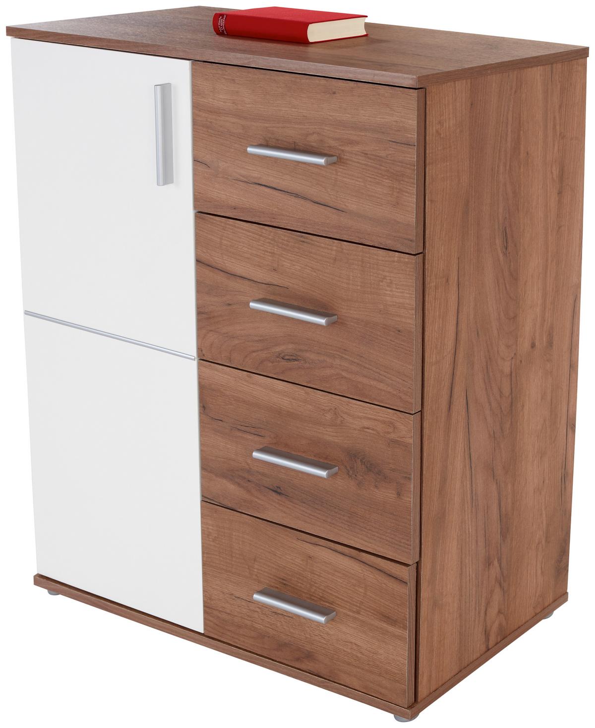 Kommode B 88,2cm Ina 02, Kraft Eiche Dekor/Weiß - Eichefarben/Weiß, MODERN, Holzwerkstoff (88,2/95,2/38,3cm)