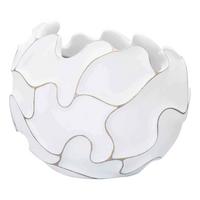 Vase Polyresin Lines Weiß B: 44 cm - Weiß, Basics, Kunststoff (44/37/44cm)