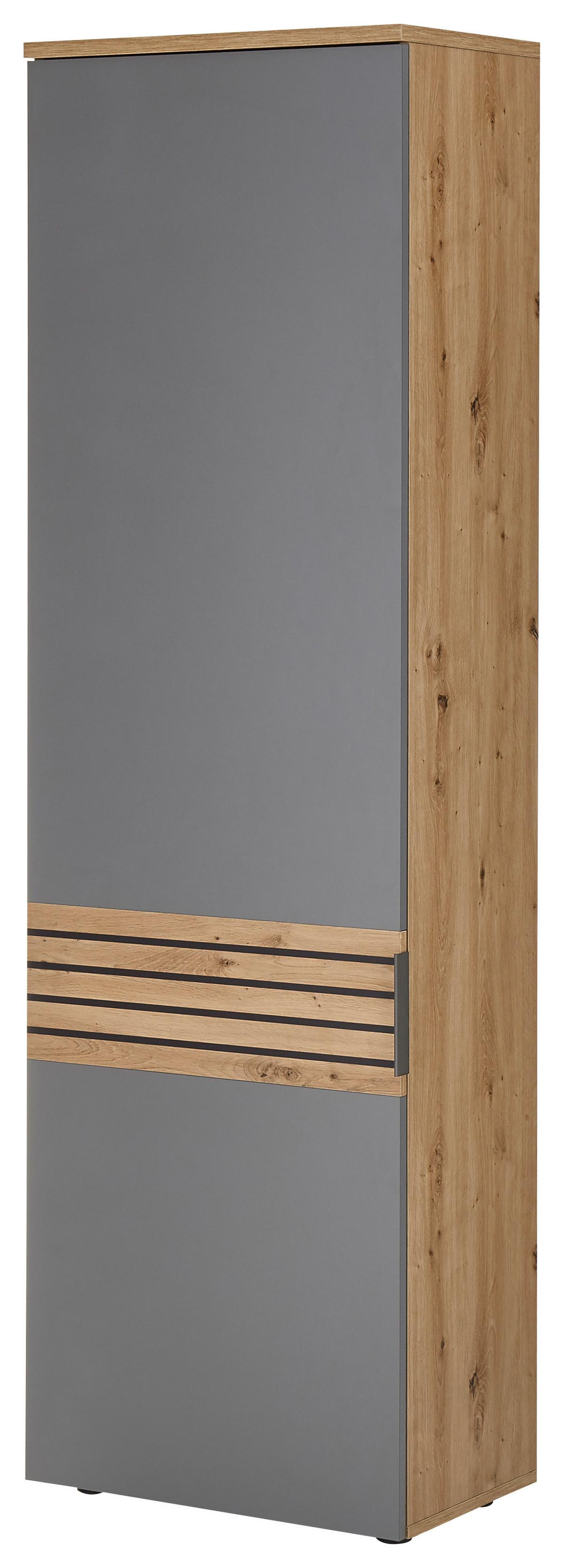 Garderobenschrank Milan Grau/eiche Dekor B: 60 Cm - Eiche Artisan/Grau, Natur, Holzwerkstoff (60/200/38cm) - MID.YOU