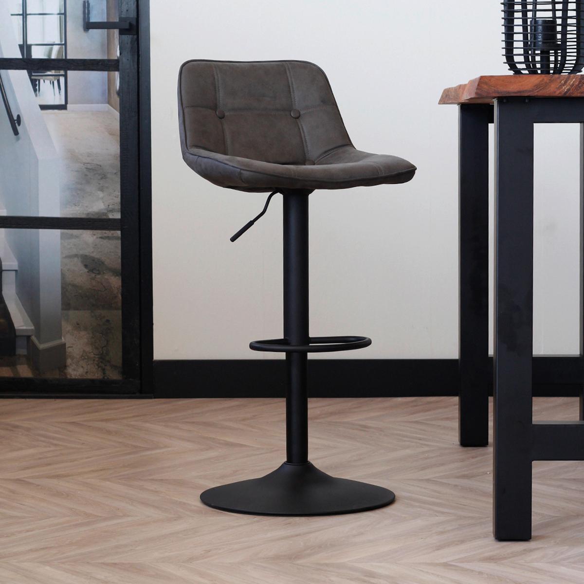 Barhocker-Set Ezra - Anthrazit/Schwarz, LIFESTYLE, Textil/Metall (49/87/43cm) - MID.YOU