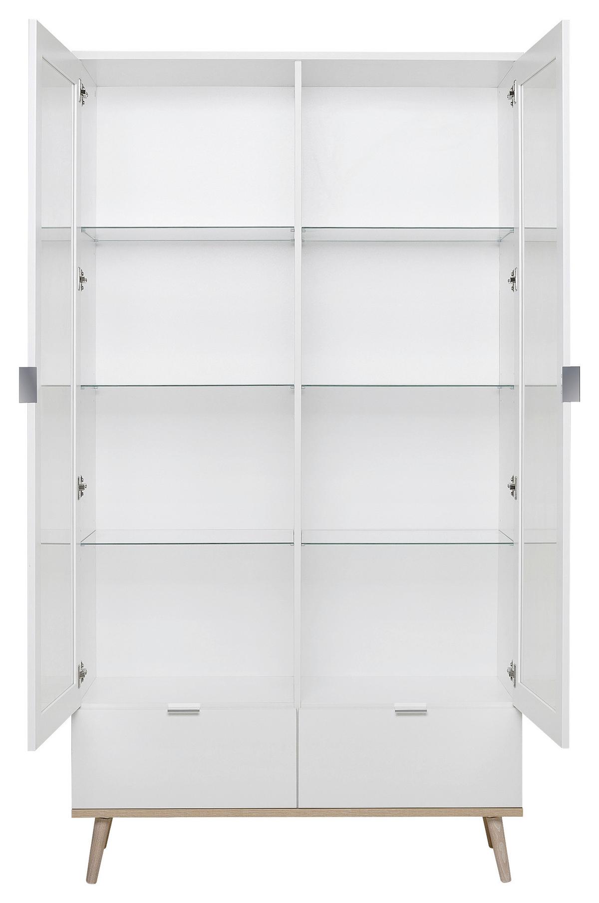 Vitrine Göteborg 54 - Eichefarben/Weiß, KONVENTIONELL, Glas/Holzwerkstoff (100/185/40cm) - MID.YOU