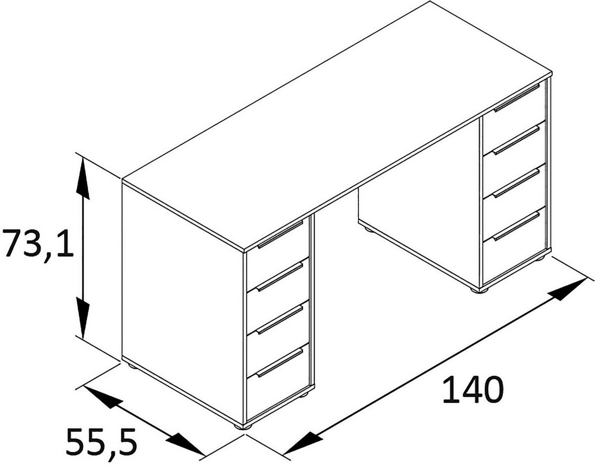 Schreibtisch B 140cm H 73,1 cm Elma, Olivgrün - Eichefarben/Hellgrün, MODERN, Holzwerkstoff (55,5/140/73,1cm) - MID.YOU