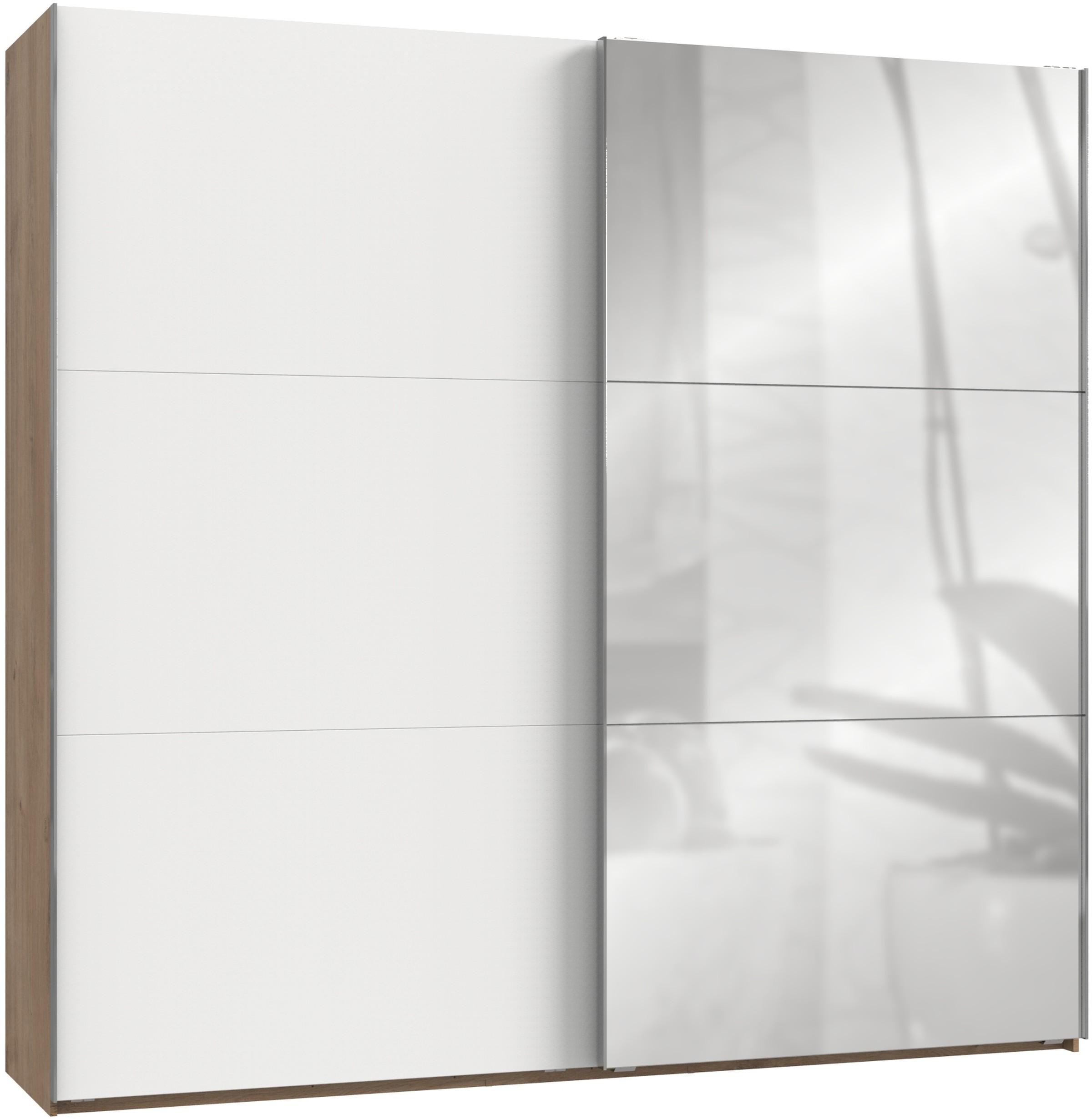 Schwebetürenschrank 250cm Level, Weiß/eiche Dekor - Klar/Eichefarben, MODERN, Holzwerkstoff (250/236/65cm) - MID.YOU