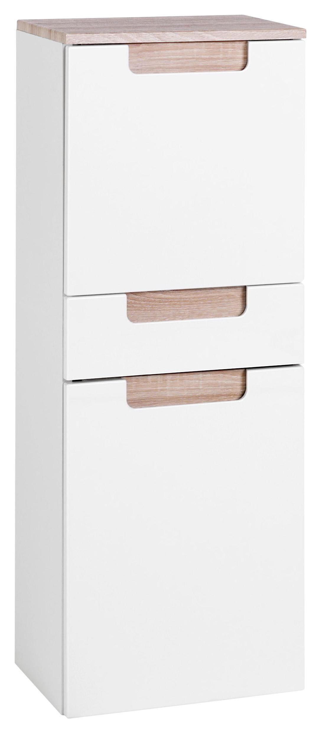 Midischrank mit Türdämpfer Siena 40cm Weiß/Eiche Dekor - Weiß/Sonoma Eiche, MODERN, Holzwerkstoff (40/105/27cm) - Held