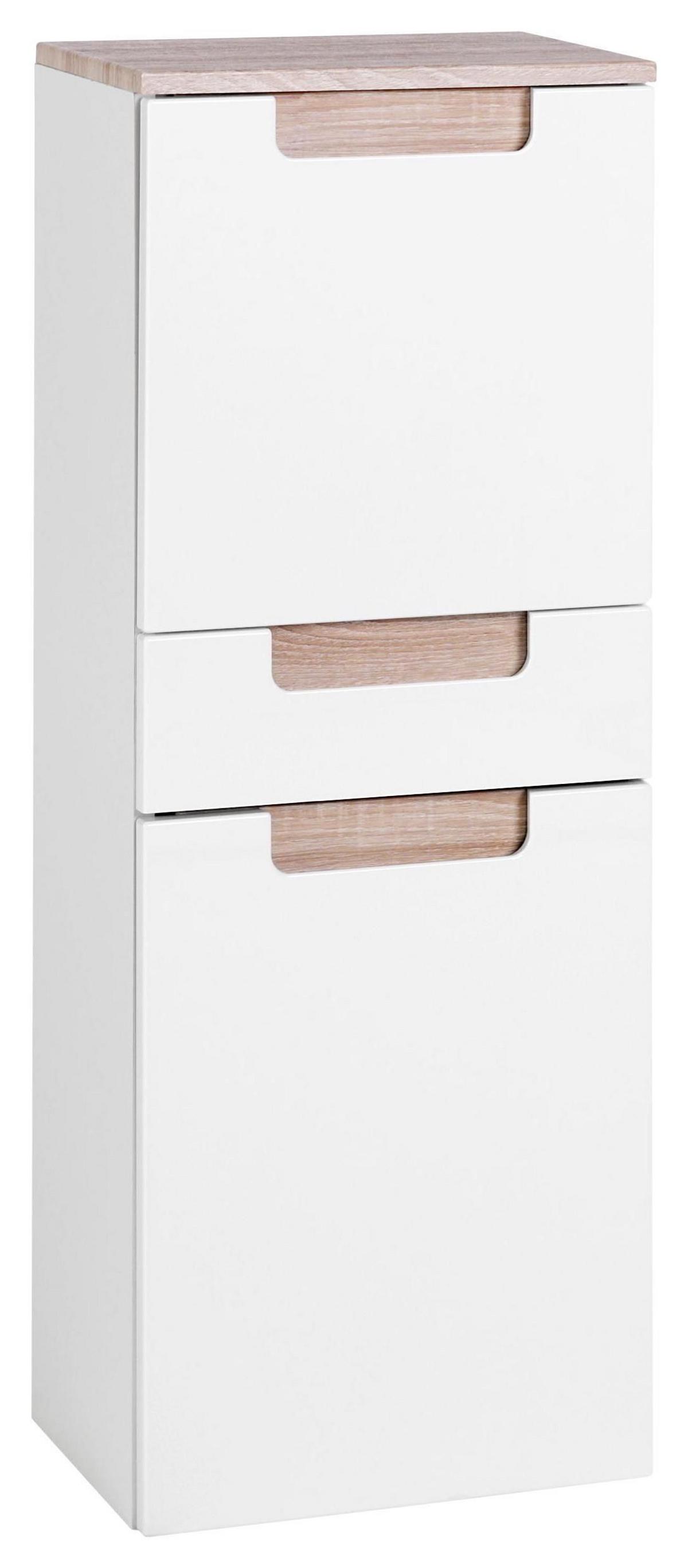 Midischrank Mit Türdämpfer Siena 40cm Weiß/eiche Dekor - Weiß/Sonoma Eiche, MODERN, Holzwerkstoff (40/105/27cm) - Held