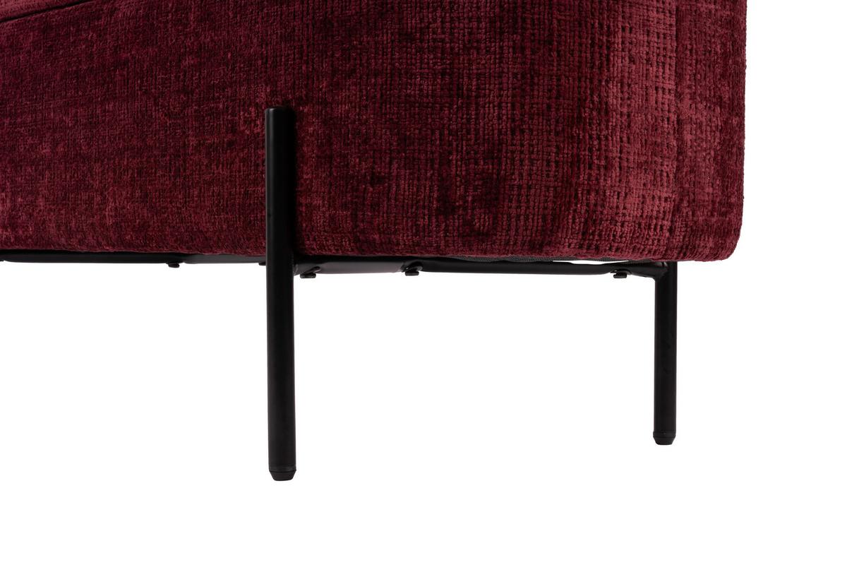 Hockerbank Carla Dunkelrot, L: 95 cm - Schwarz/Dunkelrot, Design, Textil/Metall (95/36/43cm)