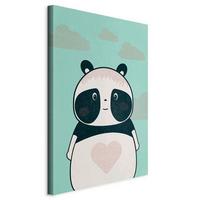 Leinwandbild Panda Weiß Mintgrün B: 40 Cm - Weiß/Mintgrün, Basics, Holzwerkstoff/Textil (40/60/1,2cm) - artgeist