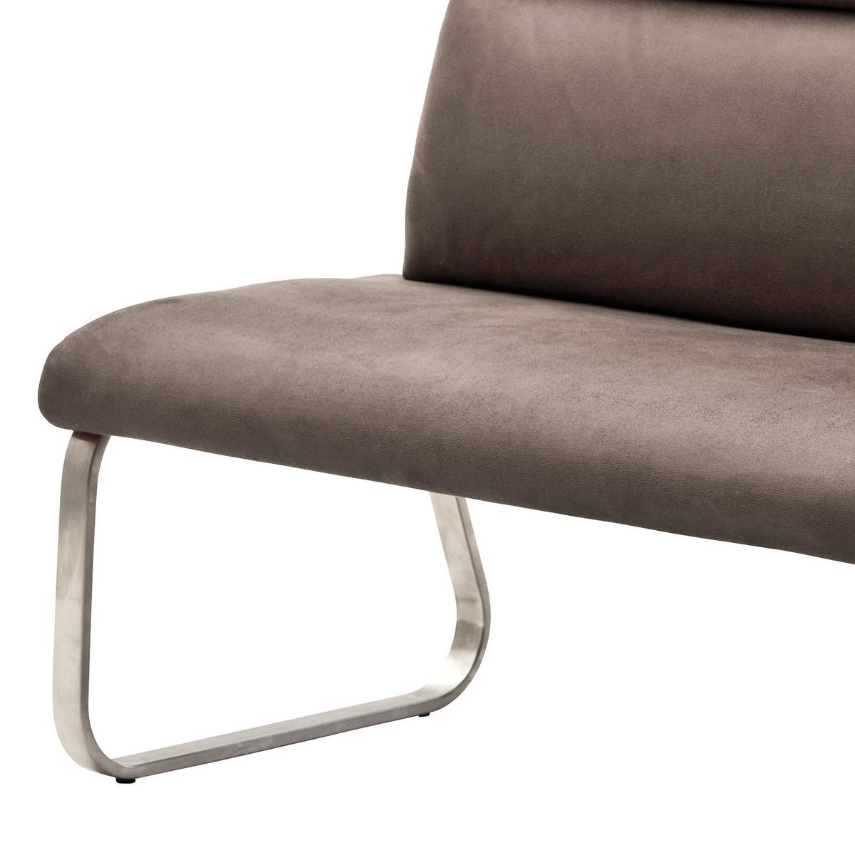 Sitzbank Mit Lehne Braun Rabea B: 160 Cm - Edelstahlfarben/Braun, Design, Textil/Metall (160/98/70cm) - Livetastic
