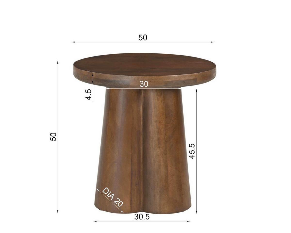BEISTELLTISCH Mangoholz B: 50cm - Braun, Design, Holz (50/50/48cm) - MID.YOU