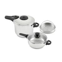 Kochtopfset Ingrid 5-Tlg. Aus Edelstahl, mit Schnellkochtopf - Klar/Edelstahlfarben, KONVENTIONELL, Glas/Metall - Luca Bessoni