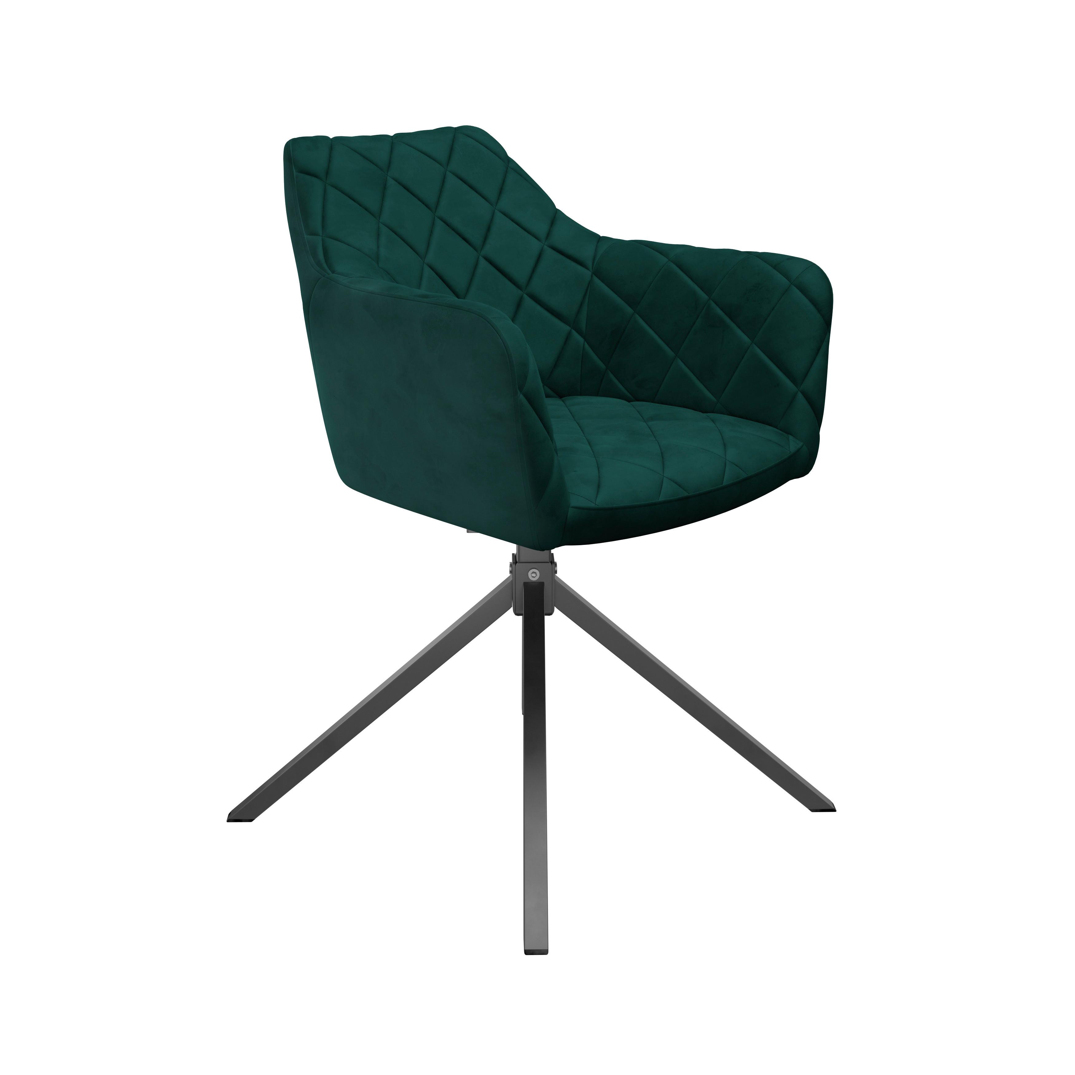 Stuhl Patti grün, Sitzfl. 360° drehbar - Schwarz/Grün, KONVENTIONELL, Textil/Metall (58/81/54cm)