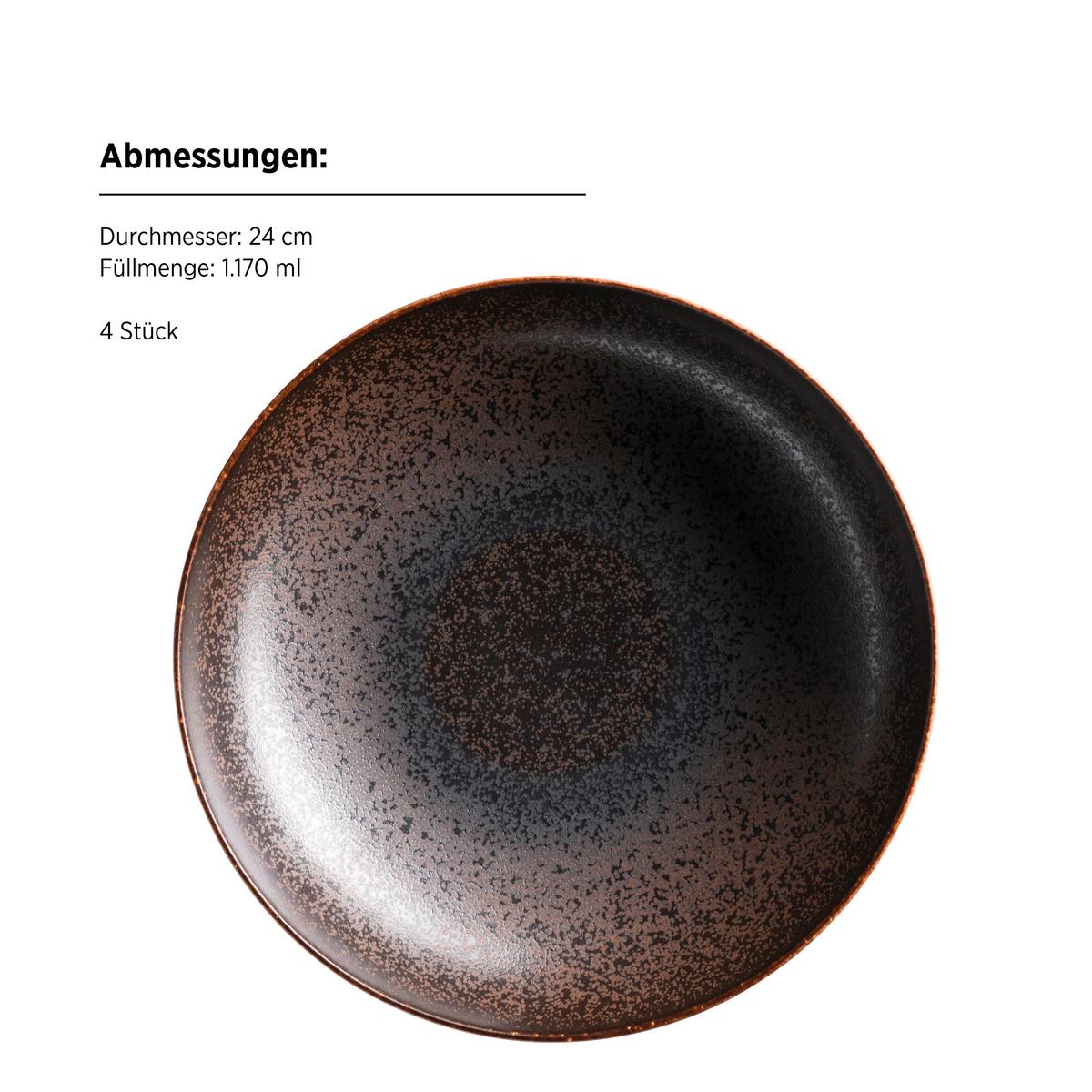 Pastatellerset Powerful Braun Schwarz - Schwarz/Braun, Basics, Keramik - Mäser