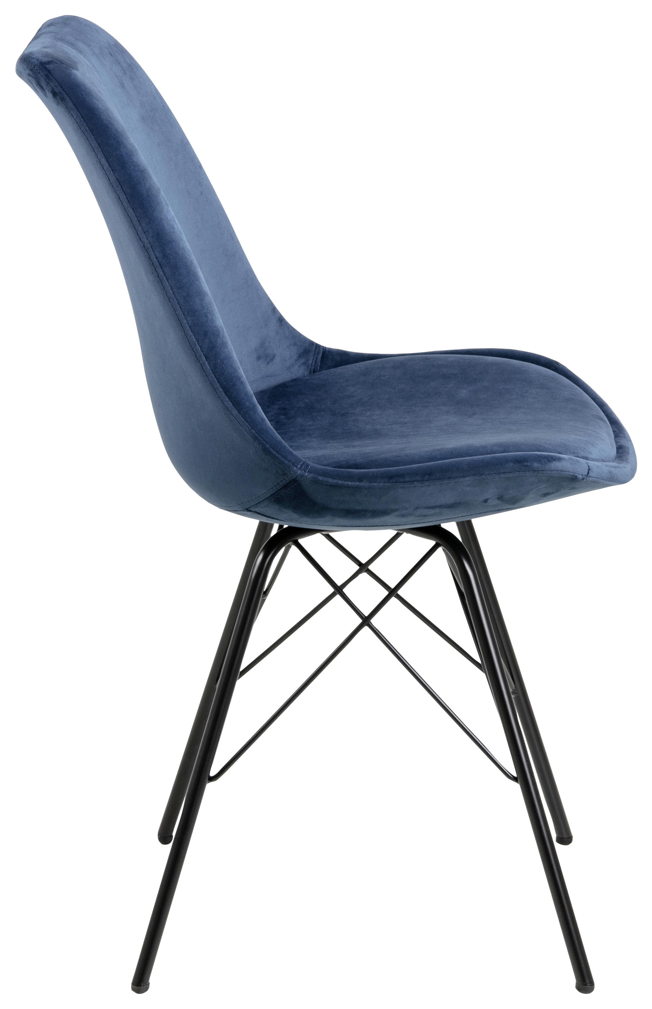 Jedálenská stolička ERIS zamat - čierna/tmavomodrá, Trend, kov/textil (48,5/85,5/54cm) - Carryhome