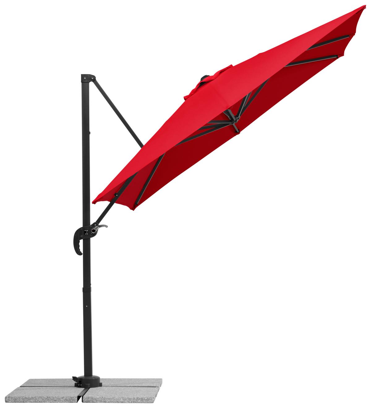 Ampelschirm Rhodos Junior BxHxT: 300x239x230 cm Rot - Anthrazit/Rot, Basics, Textil/Metall (300/239/230cm) - Schneider