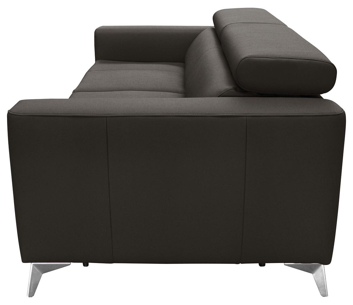Schlafsofa Mondo, Dunkelbraun B: 206 cm - Dunkelbraun/Silberfarben, Design, Leder/Textil (206/95/101cm) - Livetastic