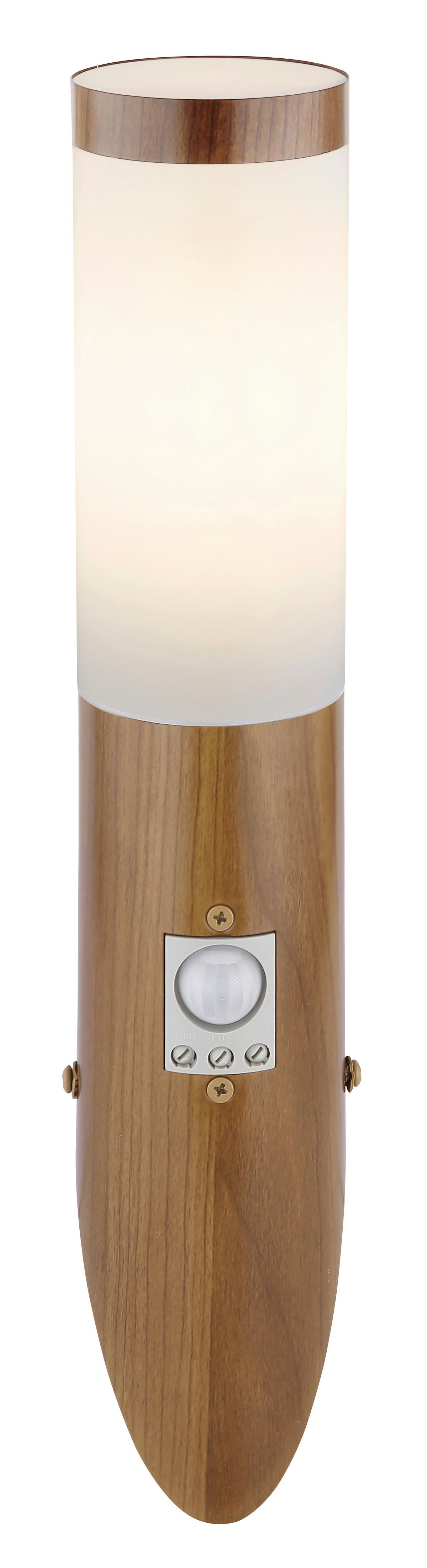 Außenleuchte Mit Bewegungsmelder 30 W - Opal/Braun, Basics, Kunststoff/Metall (7,6/40,5cm) - Globo