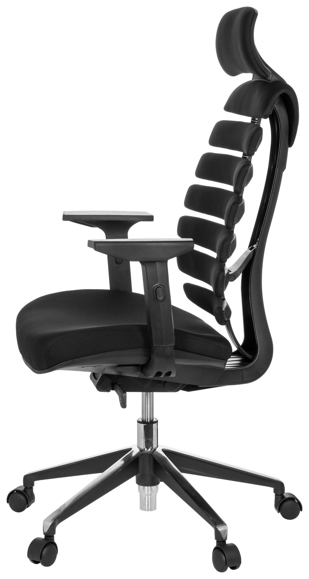 Drehstuhl Ergo Line II Pro Schwarz - Alufarben/Schwarz, MODERN, Kunststoff/Textil (65/131/53cm) - MID.YOU