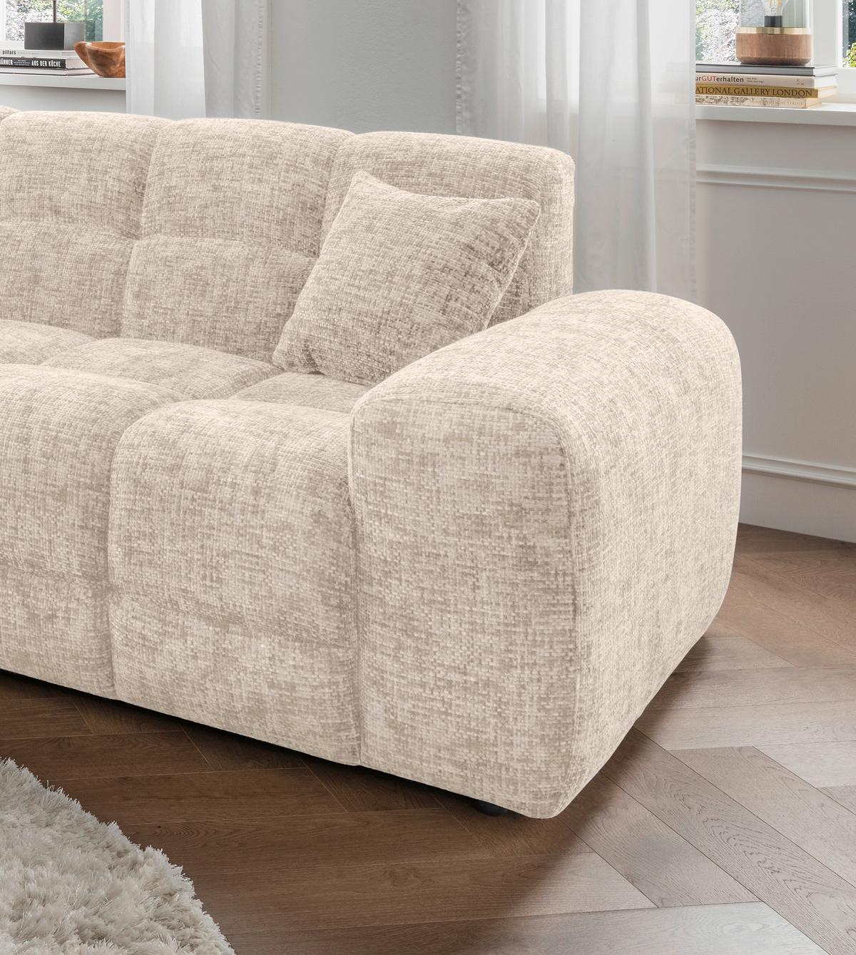 Ecksofa Bosco, Creme S: 152x301 cm - Creme/Schwarz, MODERN, Textil (152/301cm) - Livetastic