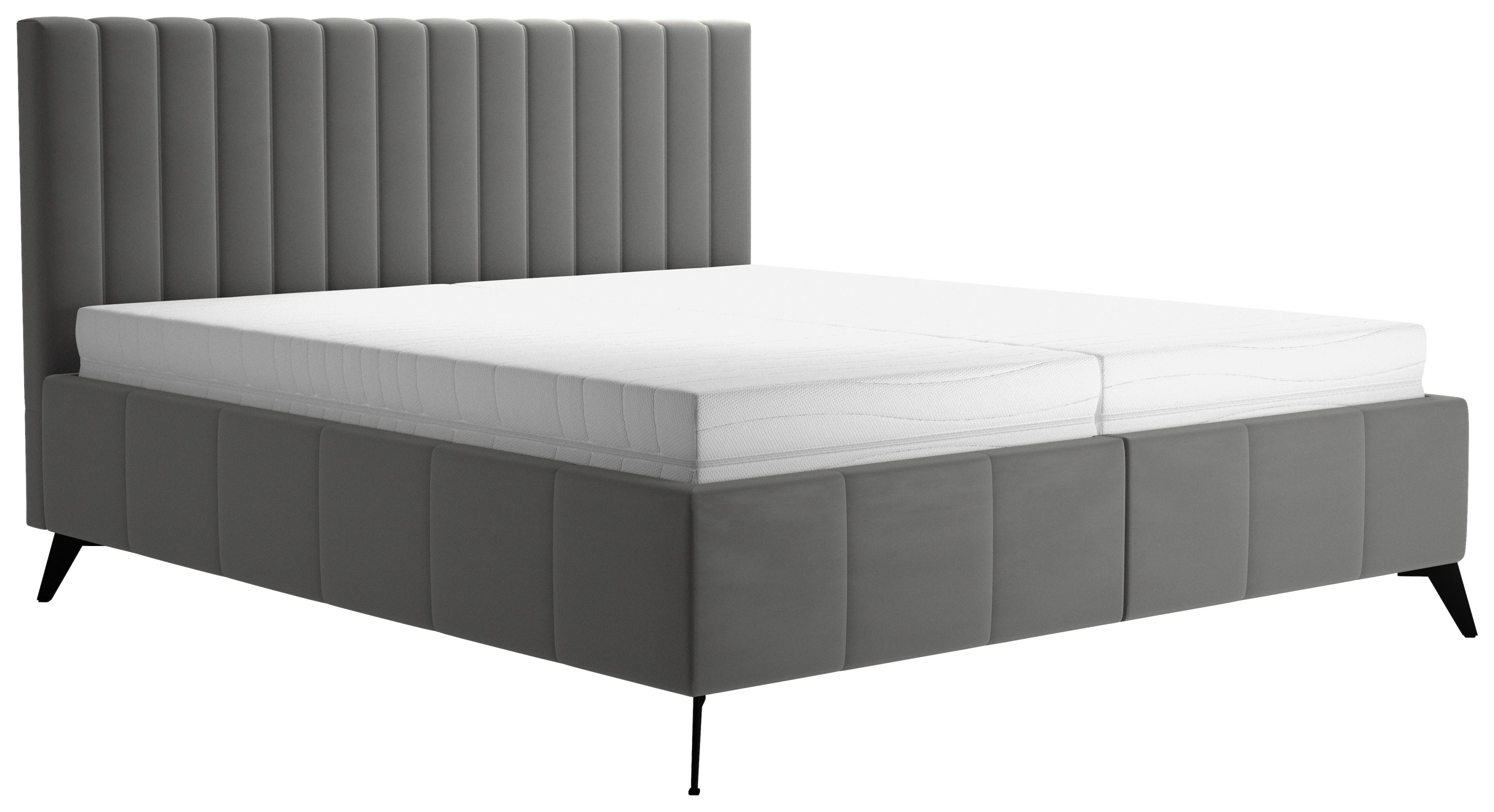 Manželská posteľl Vivien 2, 180x200, šedá - šedá/černá, Moderní, dřevo/textil (180/200cm)