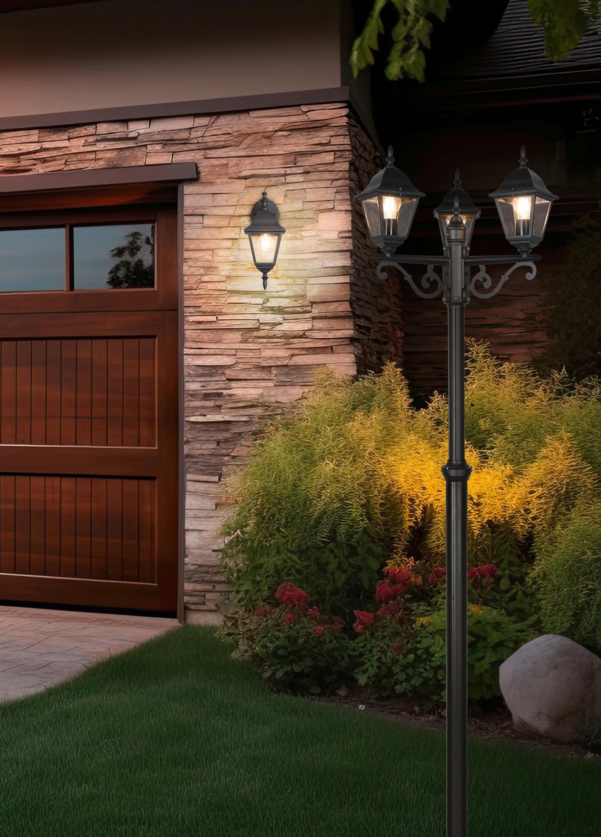 Außenwandleuchte 205767132 Livenza - Klar/Schwarz, KONVENTIONELL, Glas/Metall (14/19/34cm) - Trio Leuchten