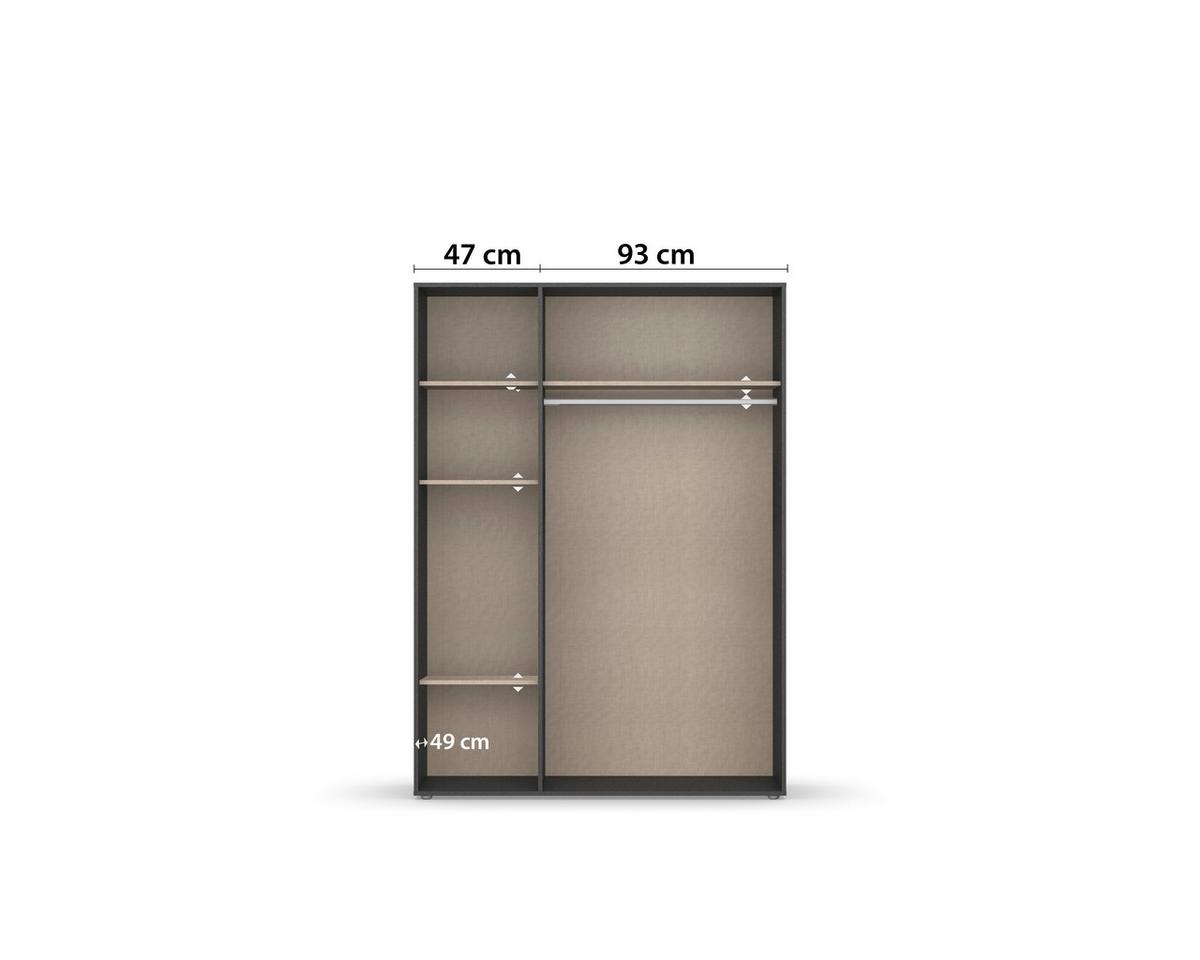Drehtürenschrank140 cm Voyager Eiche Artisan,grau - Eiche Artisan/Grau, MODERN, Holzwerkstoff (140/194/53cm) - Rauch Möbel