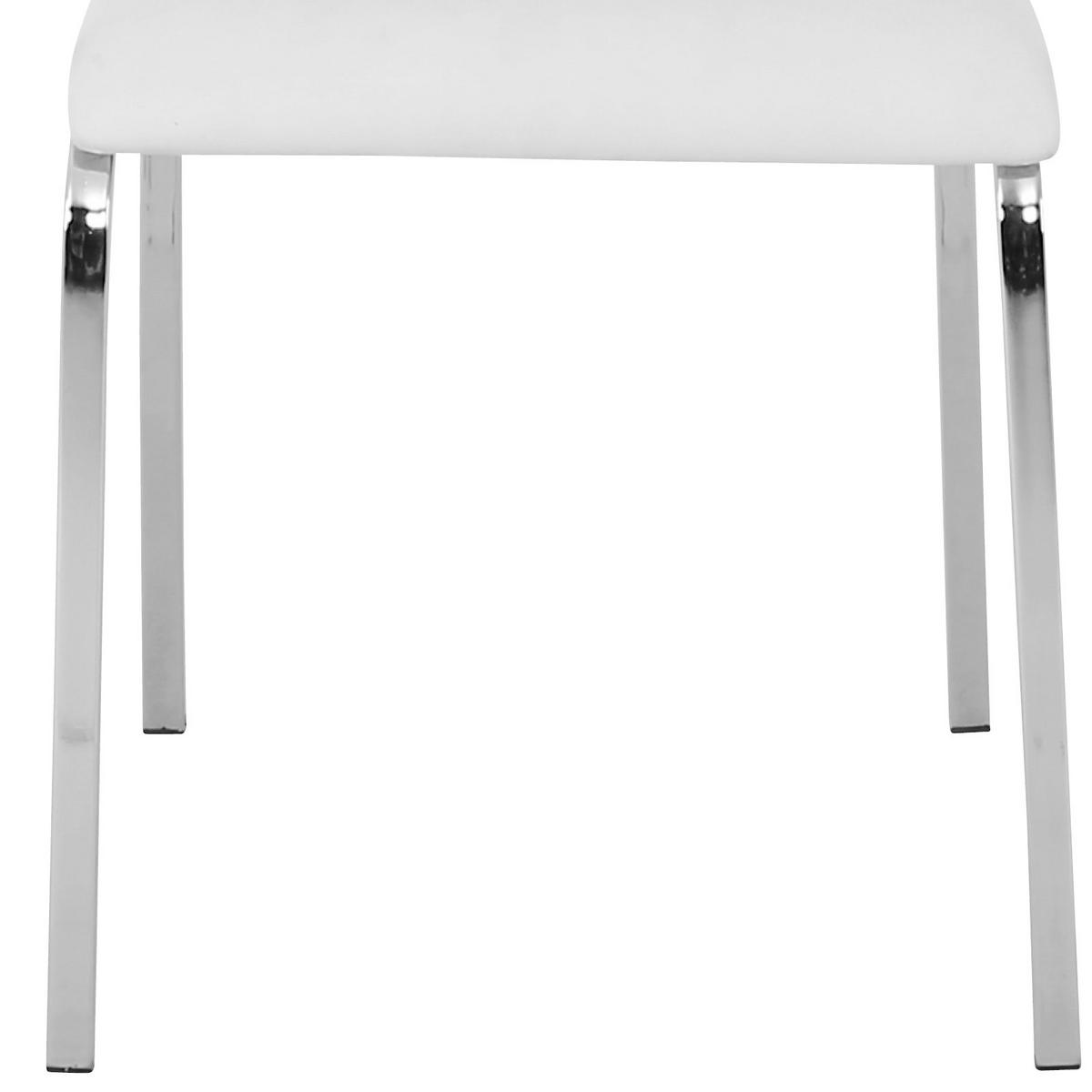 Esszimmerstuhl Mandy Lederlook Weiß Gepolstert - Chromfarben/Weiß, KONVENTIONELL, Textil/Metall (42/96/60cm)