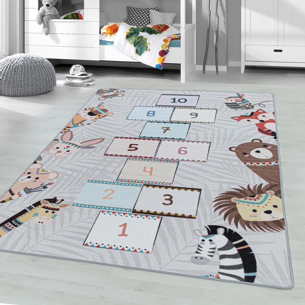 Spielteppich Hüpfspiel Grau/Bunt Play 80x120 cm - Grau, Trend, Textil (80/120cm)