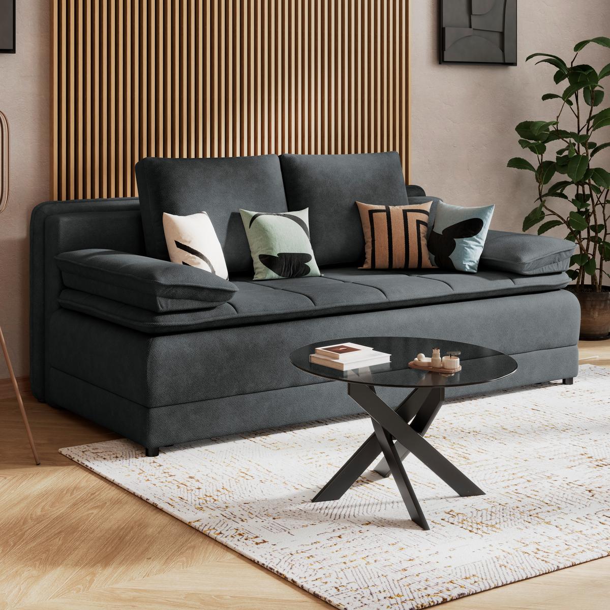 Kanapéágy Alice - antracit, Modern, textil (202/73-92/105cm) - Luca Bessoni