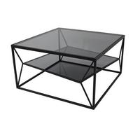 KONFERENČNÍ STOLEK ANGEL - šedá/černá, Moderní, kov/sklo (70/70/38cm) - Premium Living