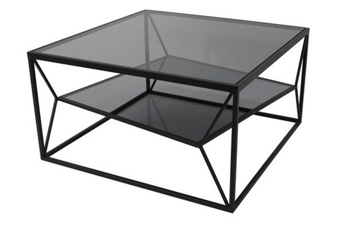 KONFERENČNÍ STOLEK ANGEL - šedá/černá, Moderní, kov/sklo (70/70/38cm) - Premium Living