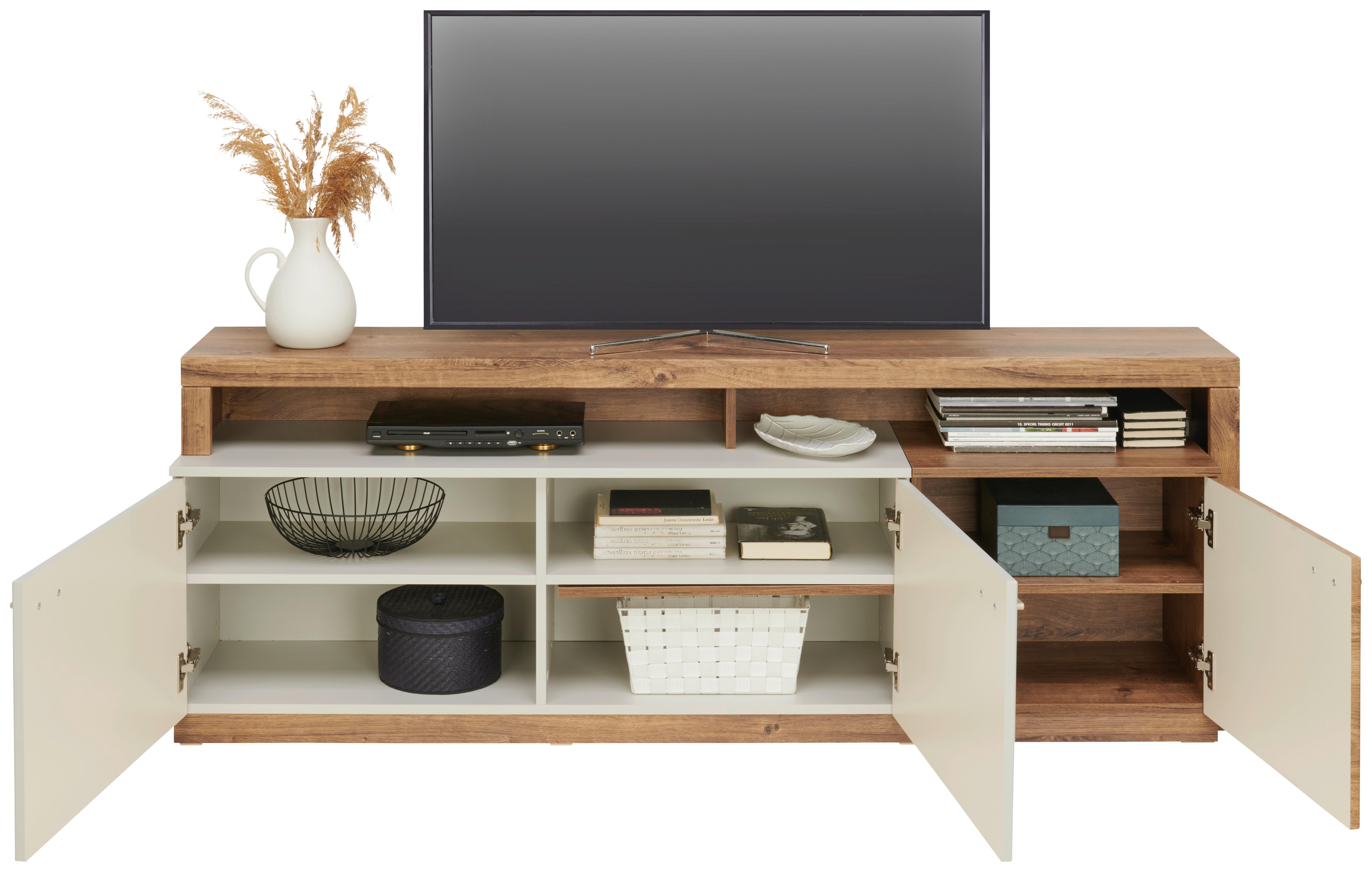 TV-Element Arian B: 175-261,2 cm Eiche Dekor/Hellgrau - Eichefarben/Hellgrau, MODERN, Holzwerkstoff (175-261,2/63,6/37,2cm)