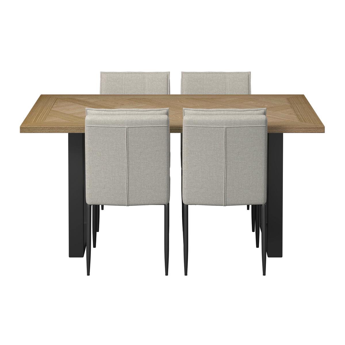 Jídelní set Abelia - černá/krémová, Moderní, kov/kompozitní dřevo - Bessagi Home