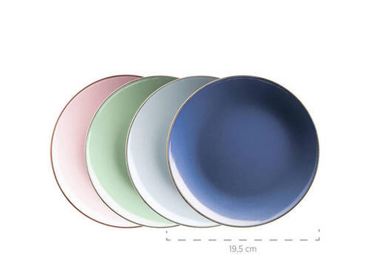 Kombiservice Metallic Rim 4 Personen Geschirr Set - Rosa/Dunkelblau, Basics, Keramik (33/31,7/32,5cm) - Mäser
