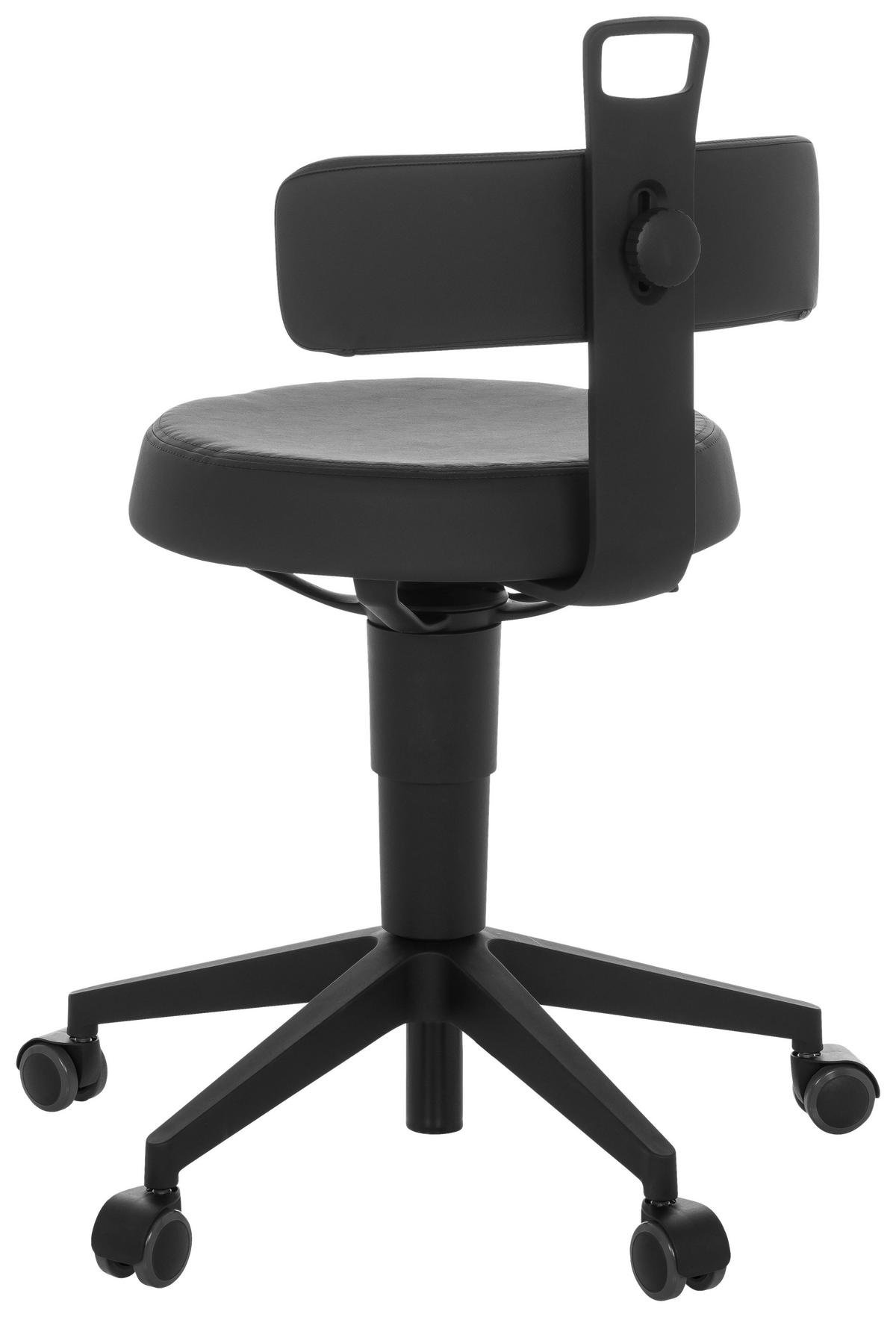 Bürohocker Top Work Flex Pu - Schwarz, Basics, Leder/Kunststoff (40/74-86/46cm) - MID.YOU