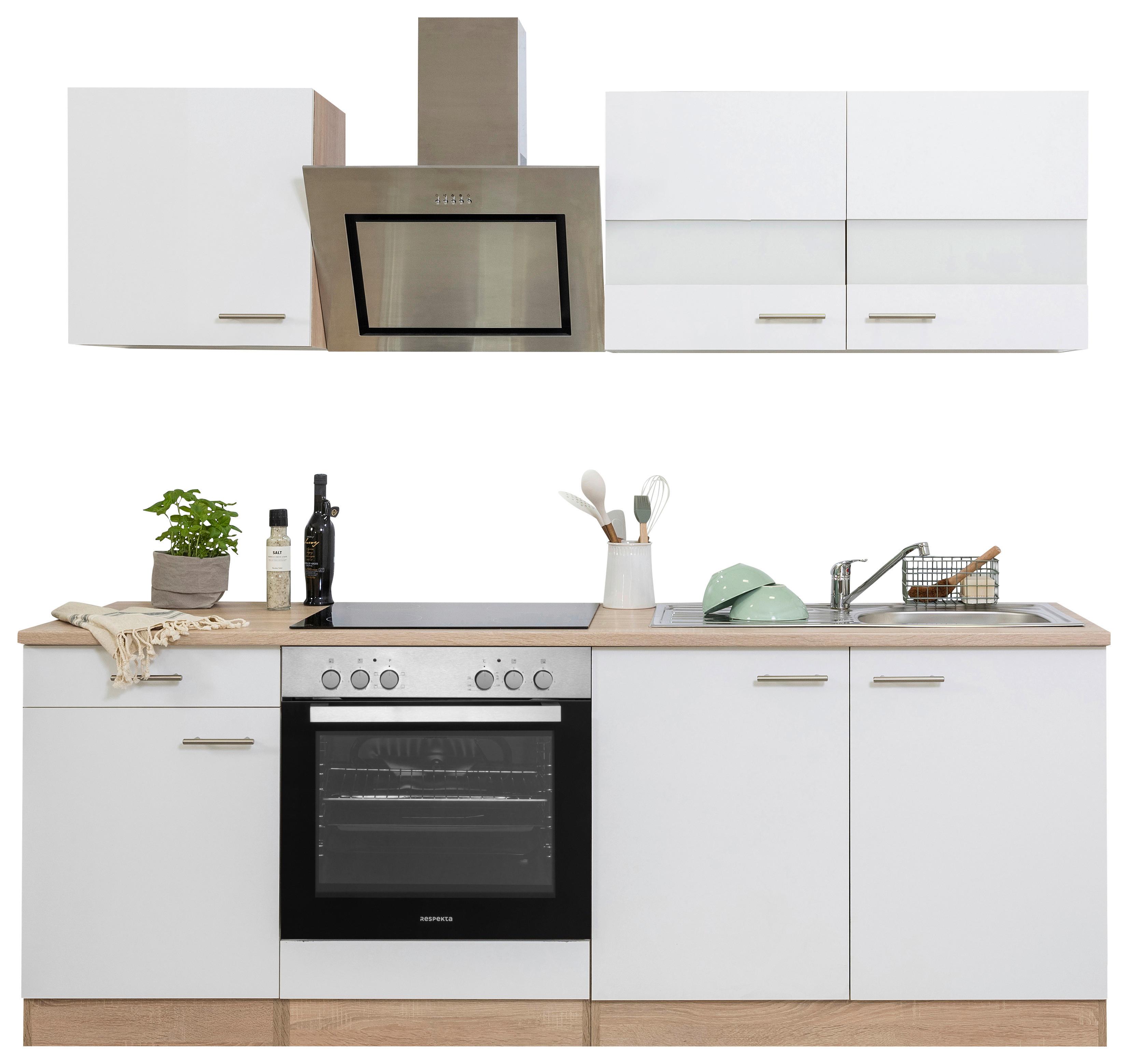 Küchenblock Merle Küchenblock 210 cm - Eichefarben/Weiß, Basics, Holzwerkstoff (210cm) - Respekta