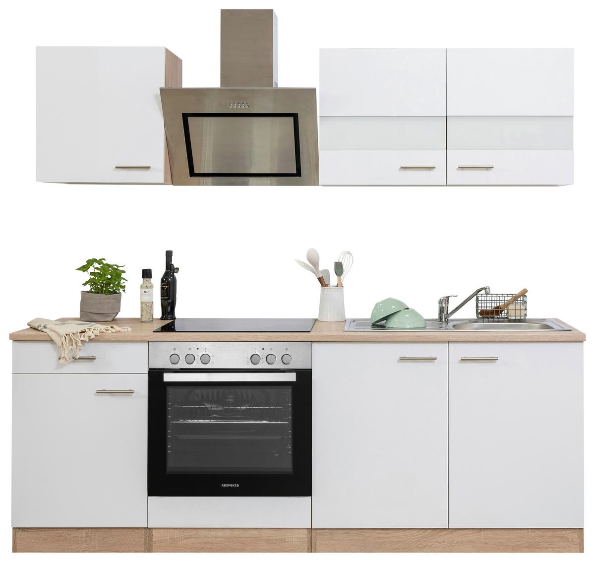 Küchenblock Merle Küchenblock 210 cm - Eichefarben/Weiß, Basics, Holzwerkstoff (210cm) - Respekta