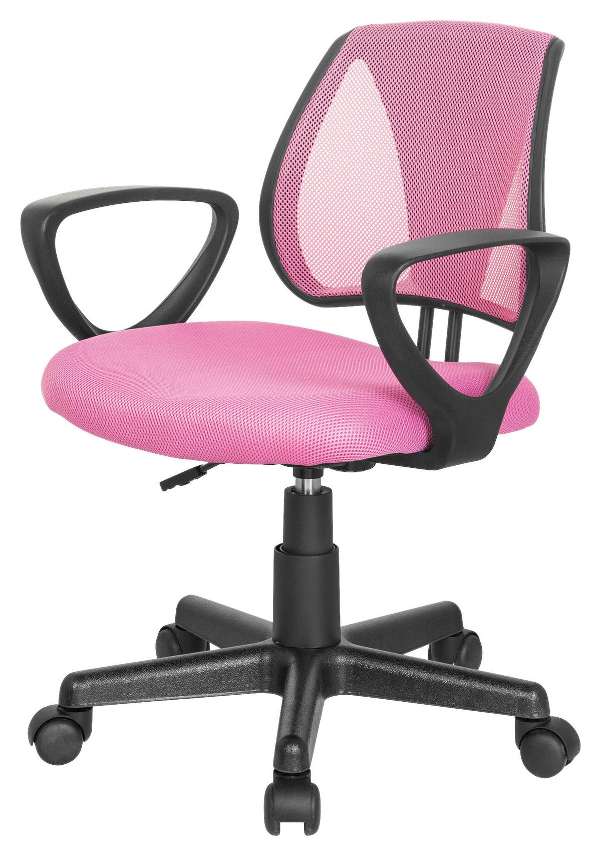 Jugenddrehstuhl Kiddy Cd mit Armstützen Pink Bis 60 Kg - Pink/Schwarz, Basics, Kunststoff (58/75-92/45cm) - MID.YOU